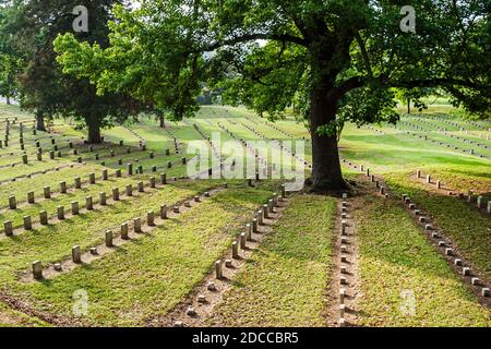 Mississippi Vicksburg National Military Park, Schlachtfeld im Bürgerkrieg, Vicksburg National Friedhof Begräbnisplatz Gräber Grabsteine, Stockfoto