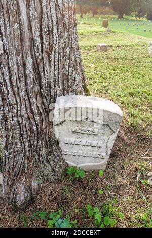 Mississippi Vicksburg National Military Park, Schlachtfeld im Bürgerkrieg, Friedhof Vicksburg National Cemetery Begräbnisplatz unbekannt Soldatengrab Stockfoto