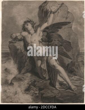 Christian Schussele, (Künstler), Amerikaner, 1824 - 1879, Prometheus gebunden, Kohle, insgesamt: 55.9 x 44.5 cm (22 x 17 1/2 Zoll Stockfoto