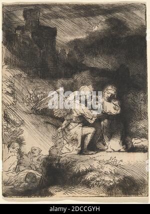 Rembrandt van Rijn, (Künstler), Niederländisch, 1606 - 1669, die Agonie im Garten, c. 1657, Ätzen und Trockenpunkt Stockfoto