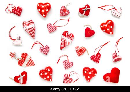 Valentinstag Banner Rote Herzen auf weißem Hintergrund Stockfoto