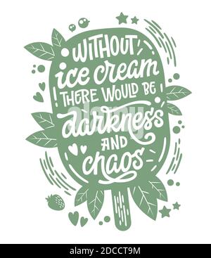Monochrome Illustration mit Eis-Schriftzug - ohne Eis gäbe es Dunkelheit und Chaos. Stock Vektor