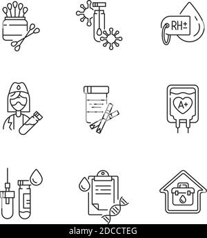 Medizinische Diagnose lineare Symbole gesetzt Stock Vektor