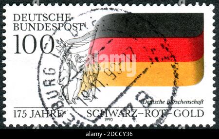 DEUTSCHLAND - UM 1990: Eine in Deutschland gedruckte Briefmarke, die dem 175. Jahrestag der deutschen Studentenschaft gewidmet ist, um 1990 Stockfoto