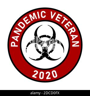 Pandemieveteran Coronavirus Rundes Abzeichen oder Aufklebersymbol für Aufkleberschilder. Vektorbild. Stock Vektor