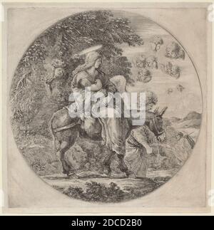 Stefano della Bella, (Künstler), Florentine, 1610 - 1664, The Flight into Egypt, vermutlich 1662, Radierung und Bittenton, Platte: 21.6 x 21.7 cm (8 1/2 x 8 9/16 Zoll), Blatt: 22.9 x 22.9 cm (9 x 9 Zoll Stockfoto