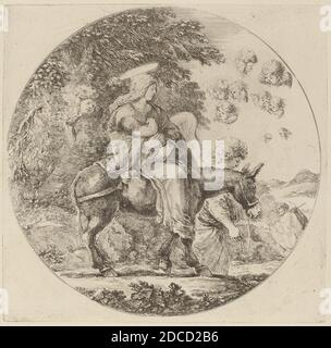 Stefano della Bella, (Künstler), Florentine, 1610 - 1664, die Flucht nach Ägypten, Quadreria Medicea, Bd.3 (1986.50.11-108), (Serie), wohl 1662, Radierung auf Büttenpapier Stockfoto