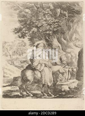 Stefano della Bella, (Künstler), Florentine, 1610 - 1664, die Flucht nach Ägypten, Quadreria Medicea, Bd.3 (1986.50.11-108), (Serie), Radierung auf Büttenpapier Stockfoto