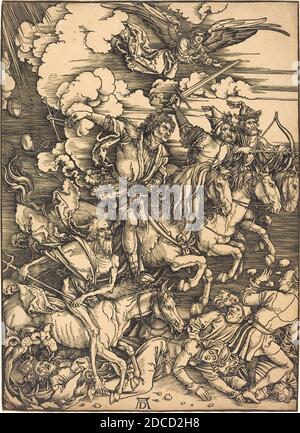 Albrecht Dürer, (Künstler), Deutsch, 1471 - 1528, die vier Reiter, die Apokalypse, (Serie), wahrscheinlich c. 1496/1498, Holzschnitt Stockfoto