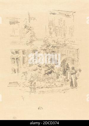 James McNeill Whistler, (Künstler), Amerikaner, 1834 - 1903, The Garden Porch, 1894, Lithographie in Schwarz auf Büttenpapier, Bild: 21.5 × 16.2 cm (8 7/16 × 6 3/8 Zoll), Blatt: 31.9 × 22.2 cm (12 9/16 × 8 3/4 Zoll Stockfoto