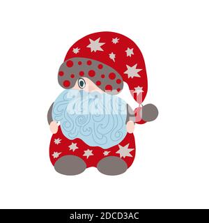 Niedliche bunte Gnome kleine Weihnachten Phantasie Kreatur einfache Cartoon-Vektor-Illustration, flaches Design für Winterferien Grußkarten, Einladungen, Banner, Weihnachtsmann Märchen Helfer Stock Vektor