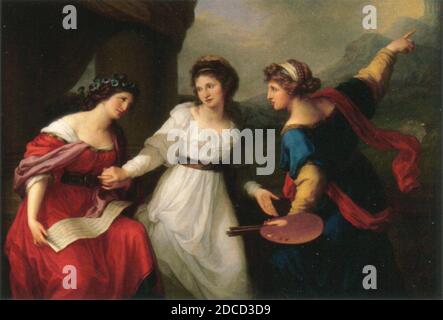 Selbstportrait Zögern zwischen Musik und Malerei von Angelica Kauffmann. Stockfoto