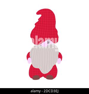 Niedliche bunte Gnome kleine Weihnachten Phantasie Kreatur einfache Cartoon-Vektor-Illustration, flaches Design für Winterferien Grußkarten, Einladungen, Banner, Weihnachtsmann Märchen Helfer Stock Vektor