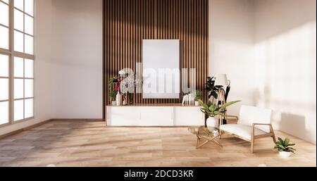 Traditionelles japanisches Wohnzimmer gemischt mit modernem Design.3D-Rendering Stockfoto