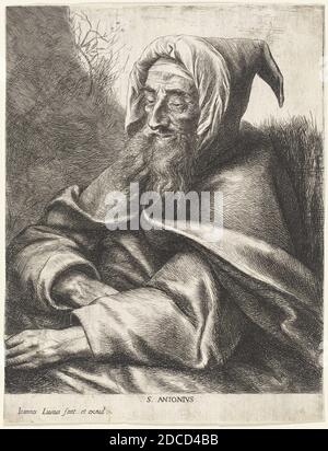 Jan Lievens, (Künstler), Niederländisch, 1607 - 1674, Saint Anthony, Radierung Stockfoto