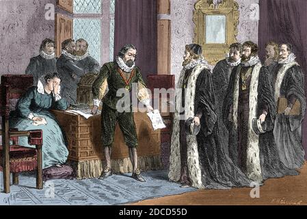 Francis Bacon gesteht dem Parlament 1621 Stockfoto