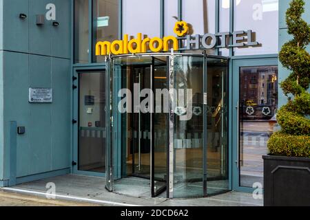 Eingang des Maldron Hotels, South Mall, Cork, Irland. Stockfoto