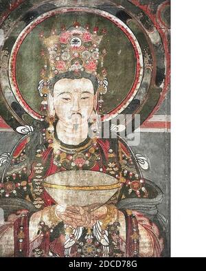 Fresko der Kin-Dynastie (1115-1234) im Ch'ung-Fu Tempel, Shuo-chou 6. Stockfoto