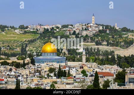 Kuppel des Felsens auf dem Tempelberg in Jerusalem Stockfoto