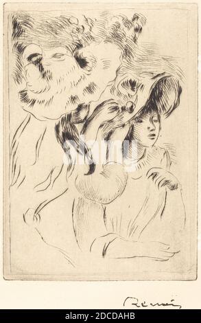 Auguste Renoir, (Künstler), französisch, 1841 - 1919, der Hutstift (Le chapeau epingle), 1894, Trockenpunkt Stockfoto