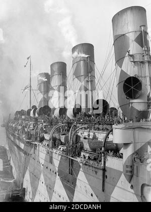 WWI, RMS Mauretania, Dazzle Camouflage, 1918 Stockfoto