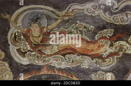 Fresko aus der Kin-Dynastie (1115-1234) im Ch'ung-Fu-Tempel, Shuo-chou 19. Stockfoto