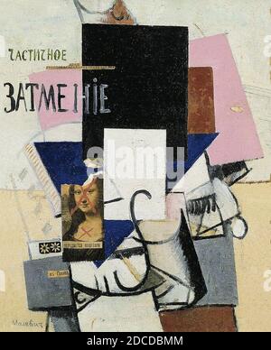 Kazimir Malewitsch, 1914, Komposition mit der Mona Lisa, Öl, Collage und Graphit auf Leinwand, Stockfoto