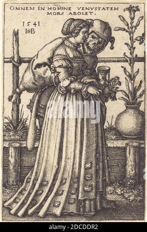 Sebald Beham, (Künstler), deutsch, 1500 - 1550, die Frau und der Tod, 1541, Gravur Stockfoto