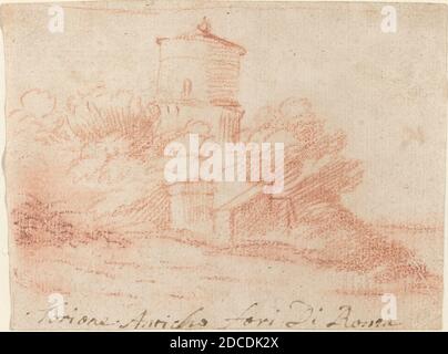 Claude Lorrain, (Künstler), Französisch, 1604/1605 - 1682, Torione Anticho Fori di Roma, c. 1630/1635, rote Kreide auf Papier, insgesamt 9.5 x 12.9 cm (3 3/4 x 5 1/16 Zoll Stockfoto