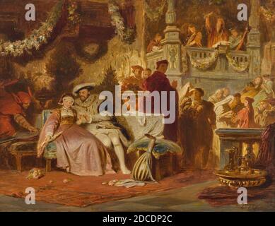 Karl Theodor von Piloty - Heinrich VIII. Wirkt um Anna Boleyn auf dem Ball bei Kardinal Wolsey. Stockfoto