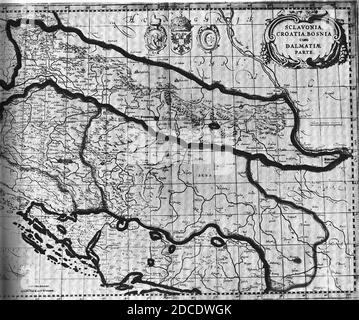 Karta Slavonije, Hrvatske, Bosne i dijela Dalmacije, 17. st. Stockfoto