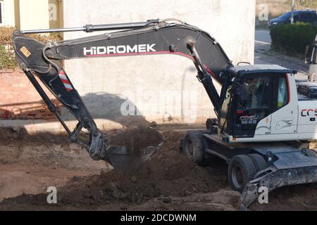 Digging House Foundation Stockfoto