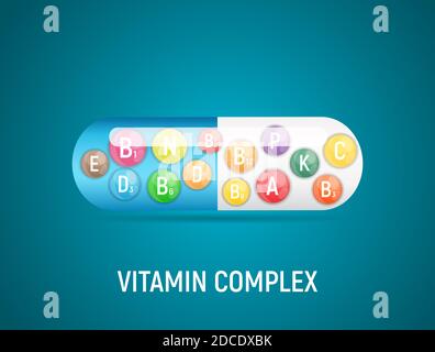 Vitamin- und Antioxidant-Komplex. Abbildung Stockfoto