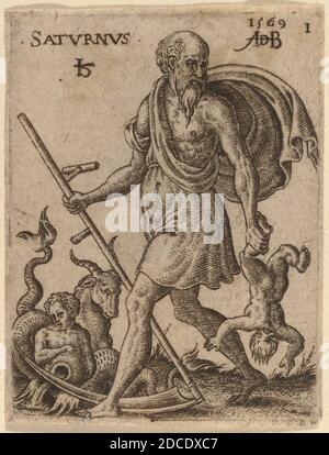 Abraham de Bruyn, (Künstler), Flämisch, 1540 - 1587, Saturn, die sieben Planeten, (Serie), 1569, Gravur Stockfoto