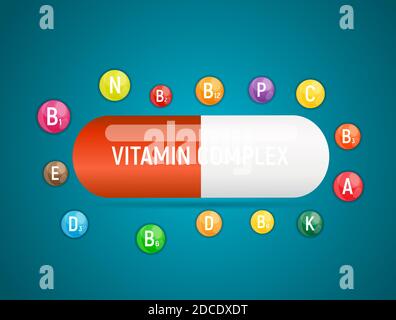 Vitamin- und Antioxidant-Komplex. Abbildung Stockfoto