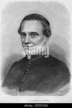 Kath. Illustratie 1869-1870 nr 18 p.1 Z.E. kardinaal Antonelli. Stockfoto