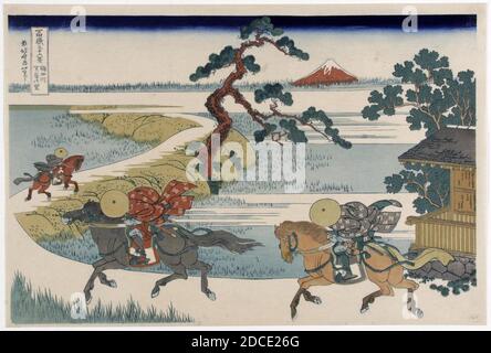 Katsushika Hokusai (1760-1849), Het dorp Sekiya aan de Sumida (1829-33). Stockfoto