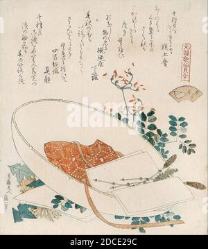 Katsushika Hokusai - Myriad Grasses Shell (Chigusagai) - aus der Serie "EIN Shell-Matching-Spiel mit Genroku sechsunddreißig l... Stockfoto