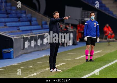 Barcelona, Spanien. November 2020. Vicente Moreno von RCD Espanyol während des Liga SmartBank Spiels zwischen RCD Espanyol und gegen den FC Girona im RCD Stadium in Barcelona, Spanien. Quelle: David Ramirez/DAX/ZUMA Wire/Alamy Live News Stockfoto