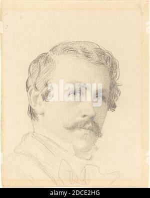 Eastman Johnson, (Künstler), Amerikaner, 1824 - 1906, Self-Portrait, c. 1850, Graphit auf webtem Papier, Blatt: 13.2 × 10.5 cm (5 3/16 × 4 1/8 Zoll Stockfoto