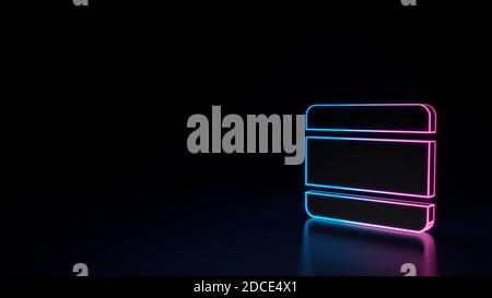3d Rendering Techno neon lila blau leuchtenden Umriss Drahtmodell Symbol Von spanien Flagge isoliert auf schwarzem Hintergrund mit glänzenden Reflexion Auf dem Boden Stockfoto