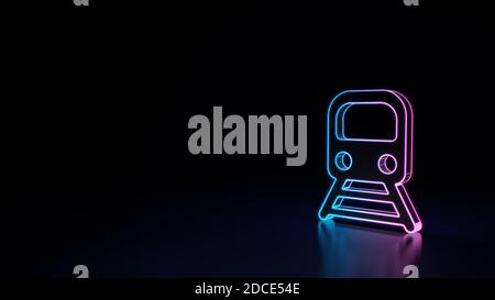 3d Rendering Techno neon lila blau leuchtenden Umriss Drahtmodell Symbol Von unterirdischer Vorderansicht isoliert auf schwarzem Hintergrund mit glänzend Reflexion auf fl Stockfoto