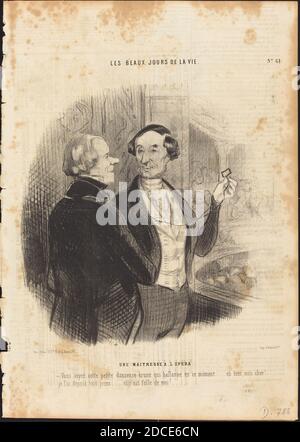 Honoré Daumier, (Künstler), Französisch, 1808 - 1879, Une Maitresse a l'Opéra, Les Beaux jours de la vie: pl. 61, (Serie), 1845, Lithographie Stockfoto