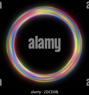 Abstrakt gesättigten Regenbogen bunte Ringe Hintergrund. Speicherplatz kopieren. 2D-gerendertes Designelement Stockfoto