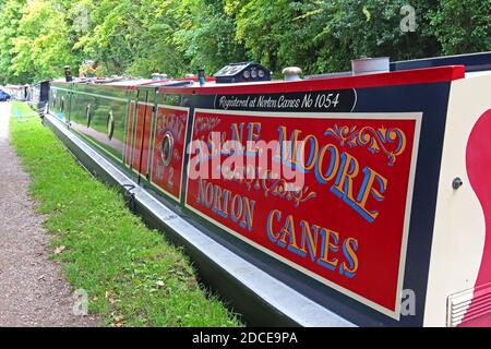 Kanalschiff auf dem Bridgewater Kanal, Narrowboat, Regent No2, NS, NE, Moore, Norton Canes, Stockfoto