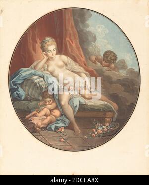 Jean-François Janinet, (Künstler), Französisch, 1752 - 1814, Jacques Charlier, (Künstler nach), Französisch, c. 1720 - 1790, Venus en Reflexion, Farbe aquatinta Stockfoto