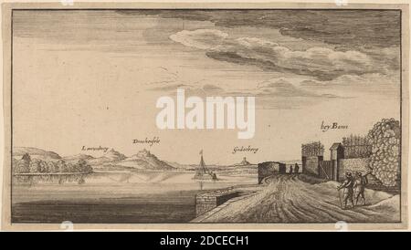 Böhmisches 17. Jahrhundert, (Künstler), Wenzel Hollar, (Künstler nach), Böhmisch, 1607 - 1677, Blick auf Lewenberg, Amoenissimae aliquot ... Bildnis, (Serie), Radierung Stockfoto