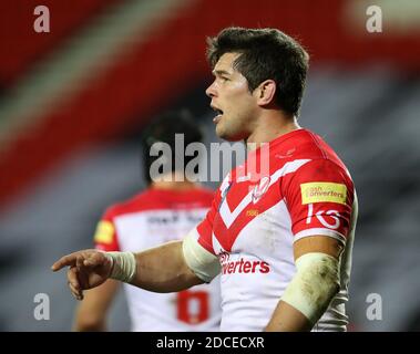 20. November 2020; Totally Wicked Stadium, Saint Helens, Merseyside, England; Betfred Super League Playoff Rugby, Saint Helens Saints gegen Catalan Dragons; Louie McCarthy-Scarsbrook of St Helens Credit: Action Plus Sports Images/Alamy Live News Stockfoto