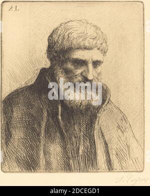 Alphonse Legros, (Künstler), französisch, 1837 - 1911, Studie eines alten Mannes (Etude de vieillard), Radierung Stockfoto