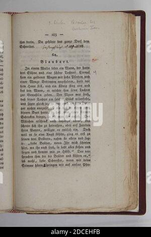 Kinder und Hausmärchen (Grimm) 1812 I 285. Stockfoto